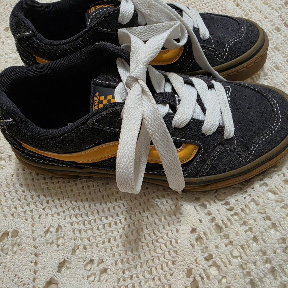 Vans Caldrone Charcoal/Yellow/Gum Suede Mesh Boy's Skate Shoes - Size 13